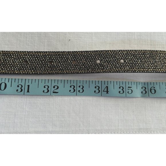 Motion East 1980's Sparkly Metallic Gold and Black Belt Size M/L - Picture 6 of 6